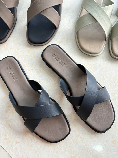 Criss Cross Strap Open Toe Sliders